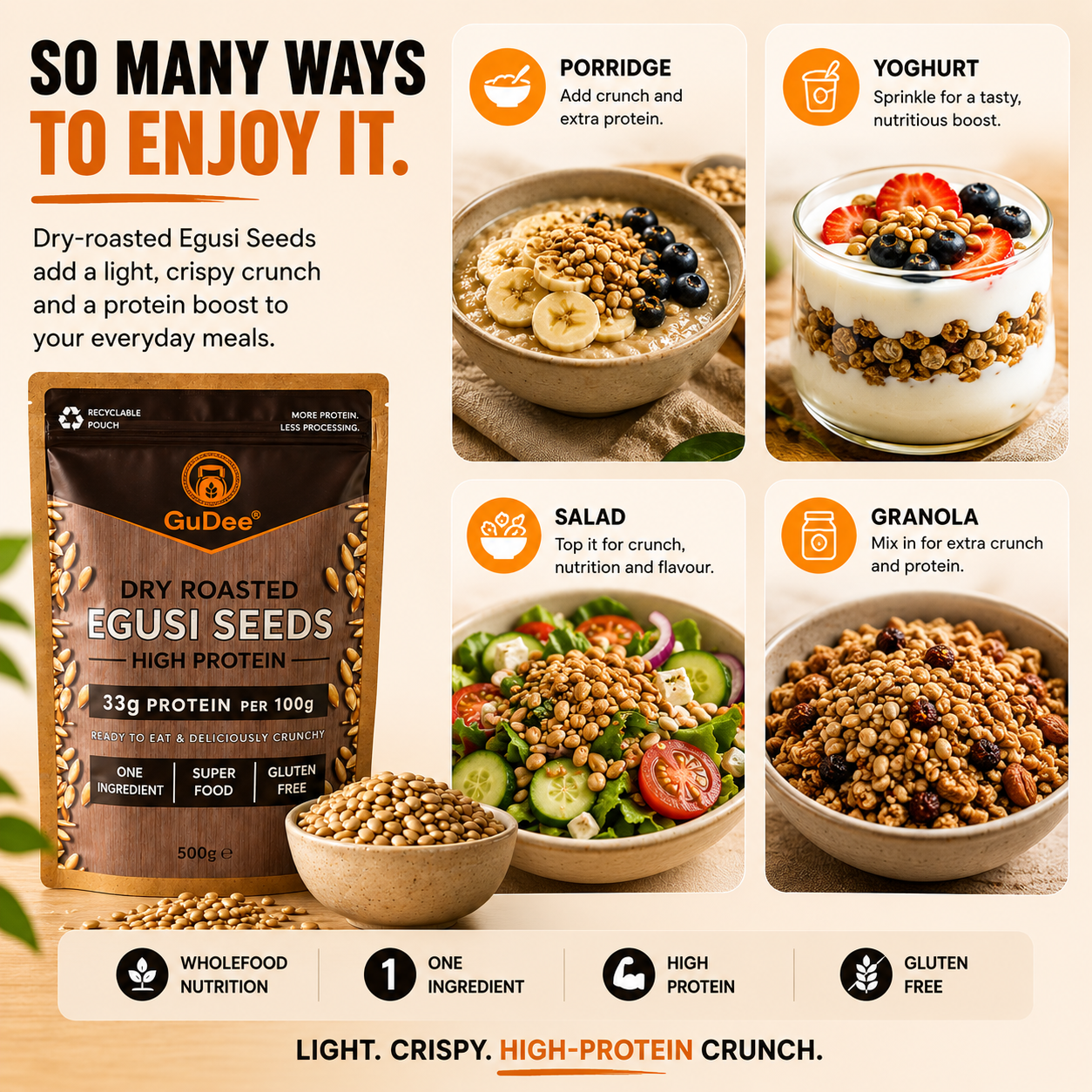 01 - Dry Roasted High Protein Egusi Seeds 250g